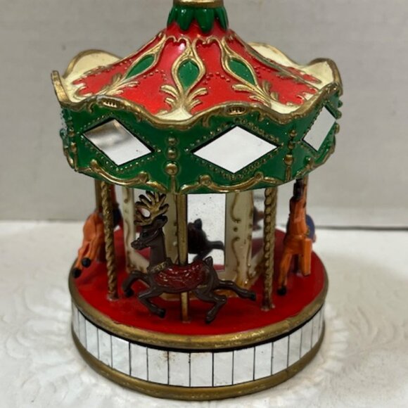VTG 1991 Noma Carousel Merry Go Round Mirror Christmas Plastic Ornament 4" Tall - Picture 1 of 14